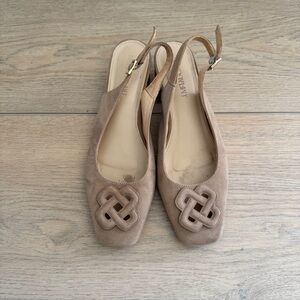 J. McLaughlin tan suede slingback flats